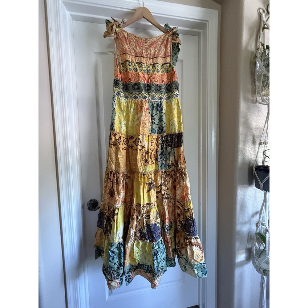 Anthropologie Patchwork Maxi Homecoming Dress NWT Med 100% Cotton - Picture 11 of 14